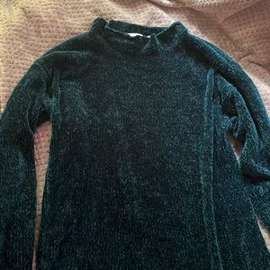 Soft Green Sweater Dress with Mock Neck